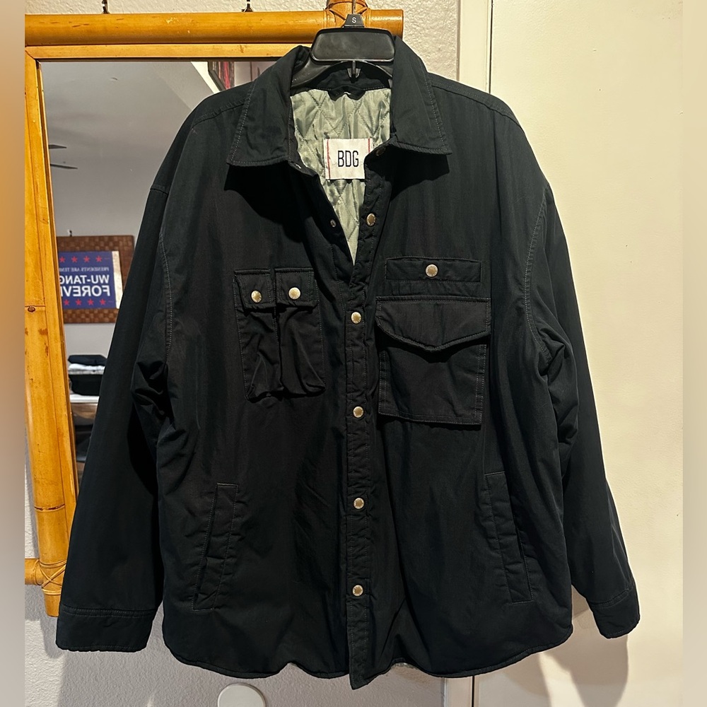 BDG Navy Quilted Oversized Lined Jacket